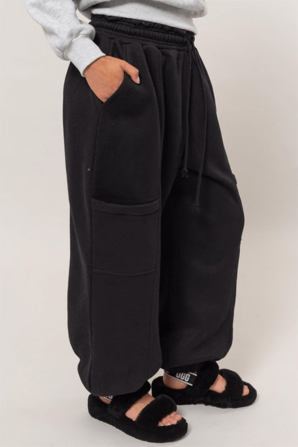 streetwear black cargo jogger sweatpants