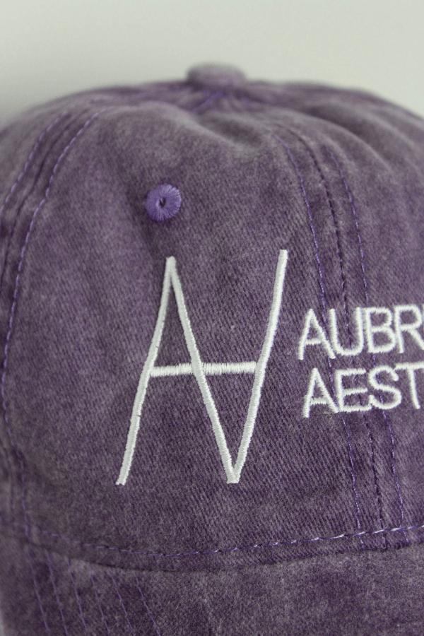 Purple Embroidered Aubrey's Aesthetics Logo Baseball Cap Hat