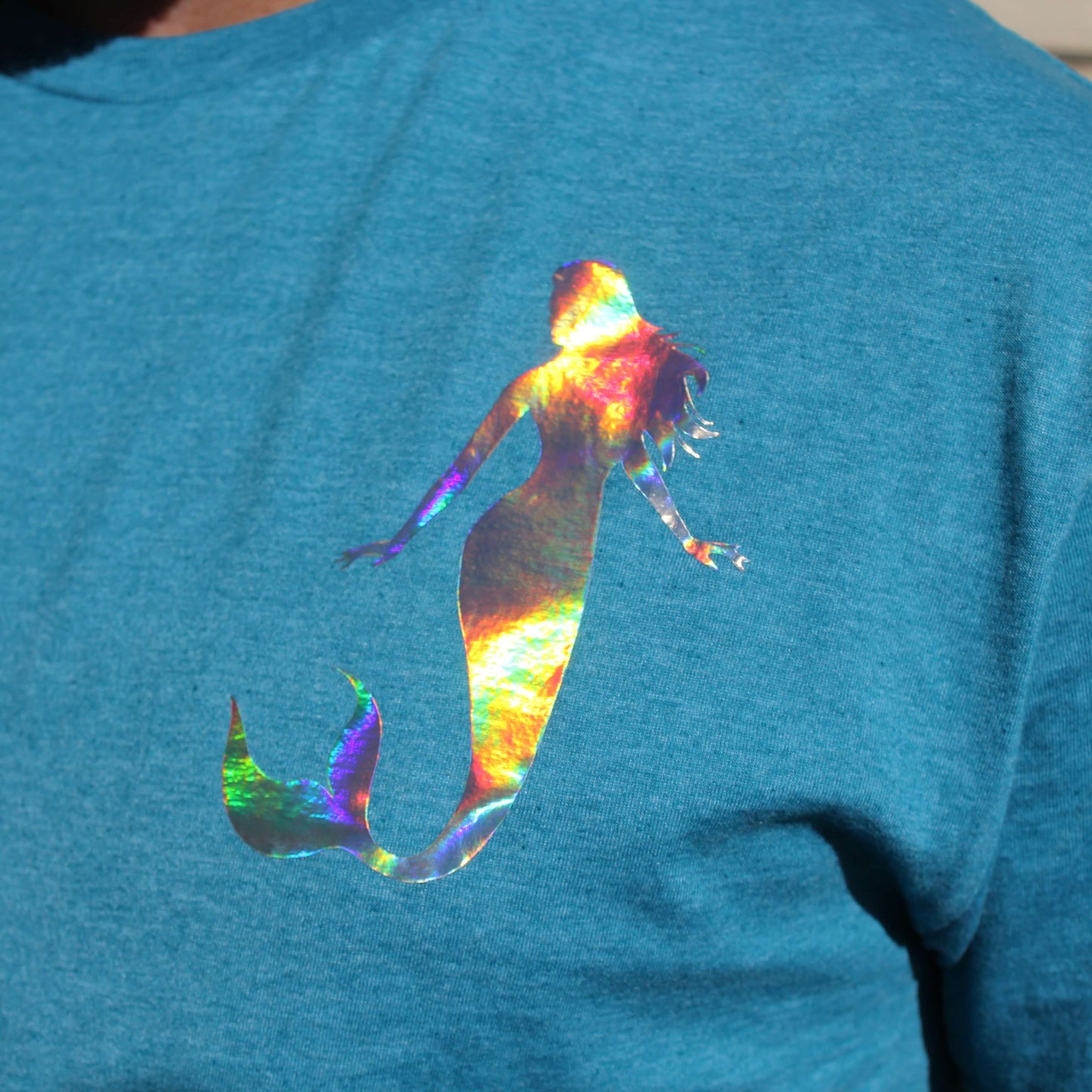 holographic mermaidcore tee close up