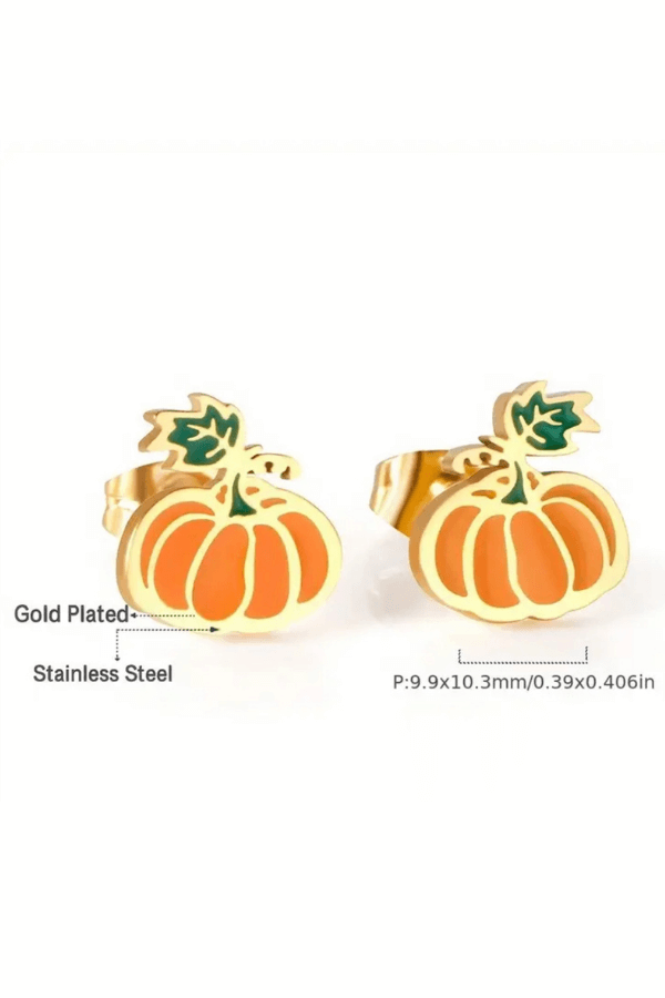 Pumpkin Stainless Steel Stud Earrings
