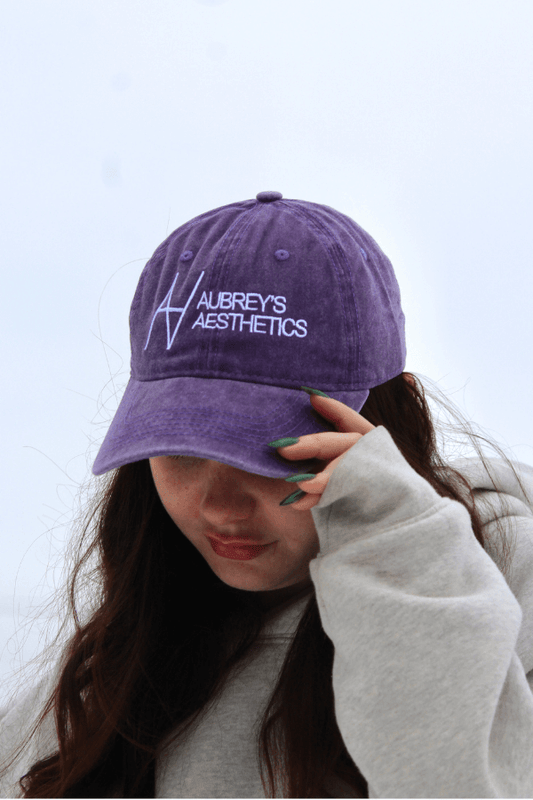 Purple Embroidered Aubrey's Aesthetics Logo Baseball Cap Hat