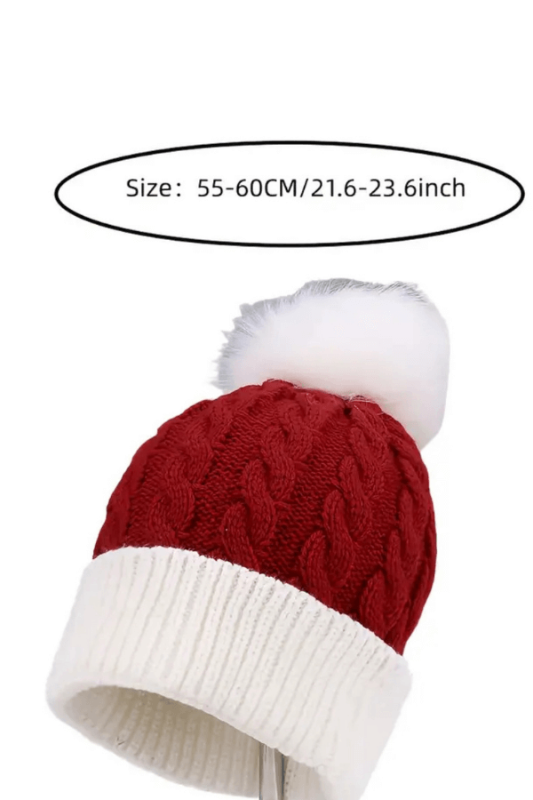 Red & White Santa Style Beanie with PomPom