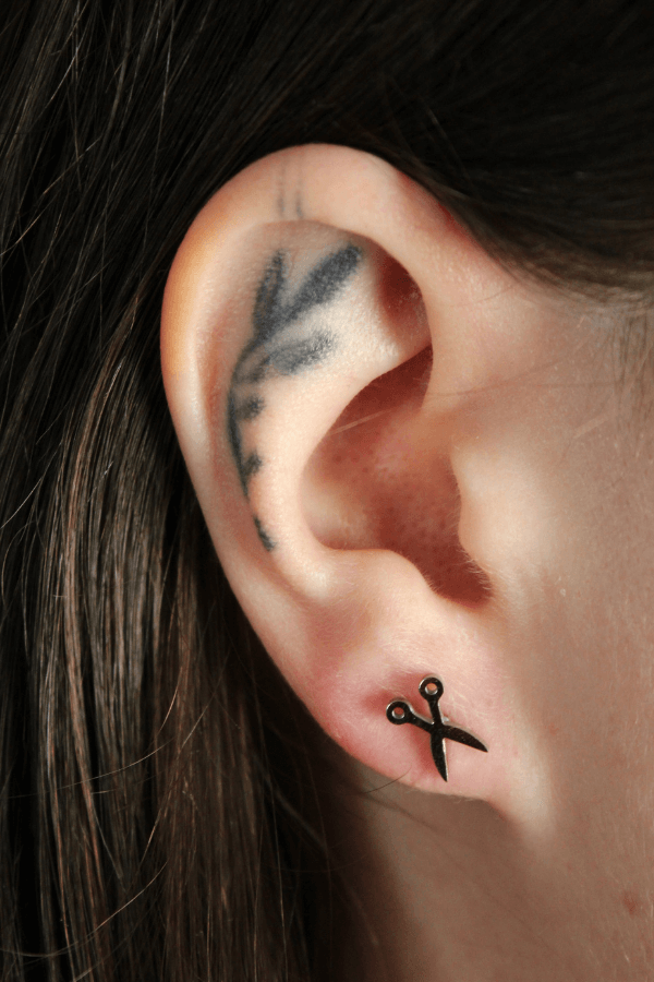 Stainless Steel Silver Scissors Stud Earrings