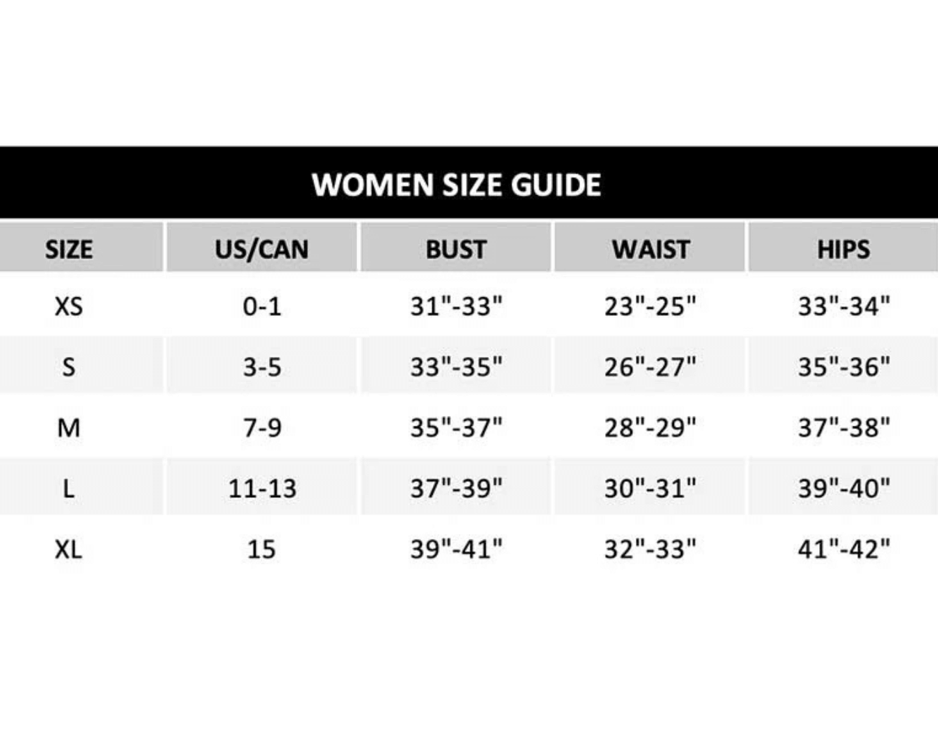 size chart