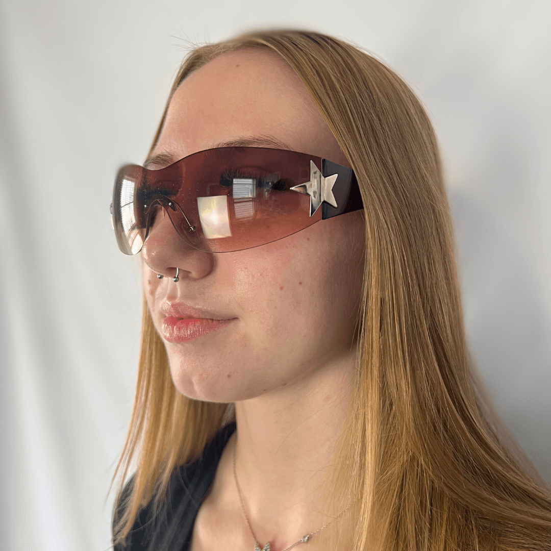 y2k sunnies brown silver star