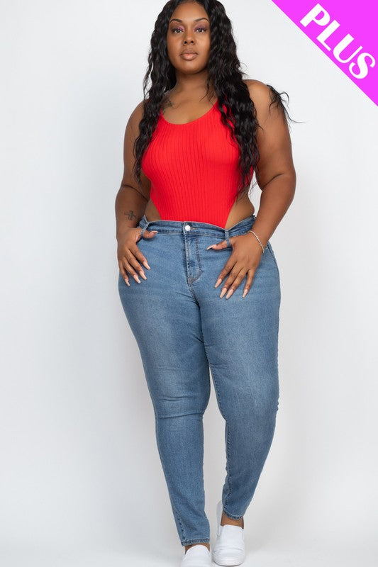 full body red clasp bodysuit