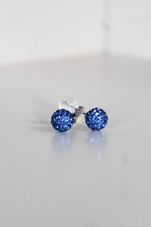Blue 925 Sterling Silver Rhinestone Sparkle Mermaidcore Stud Earrings