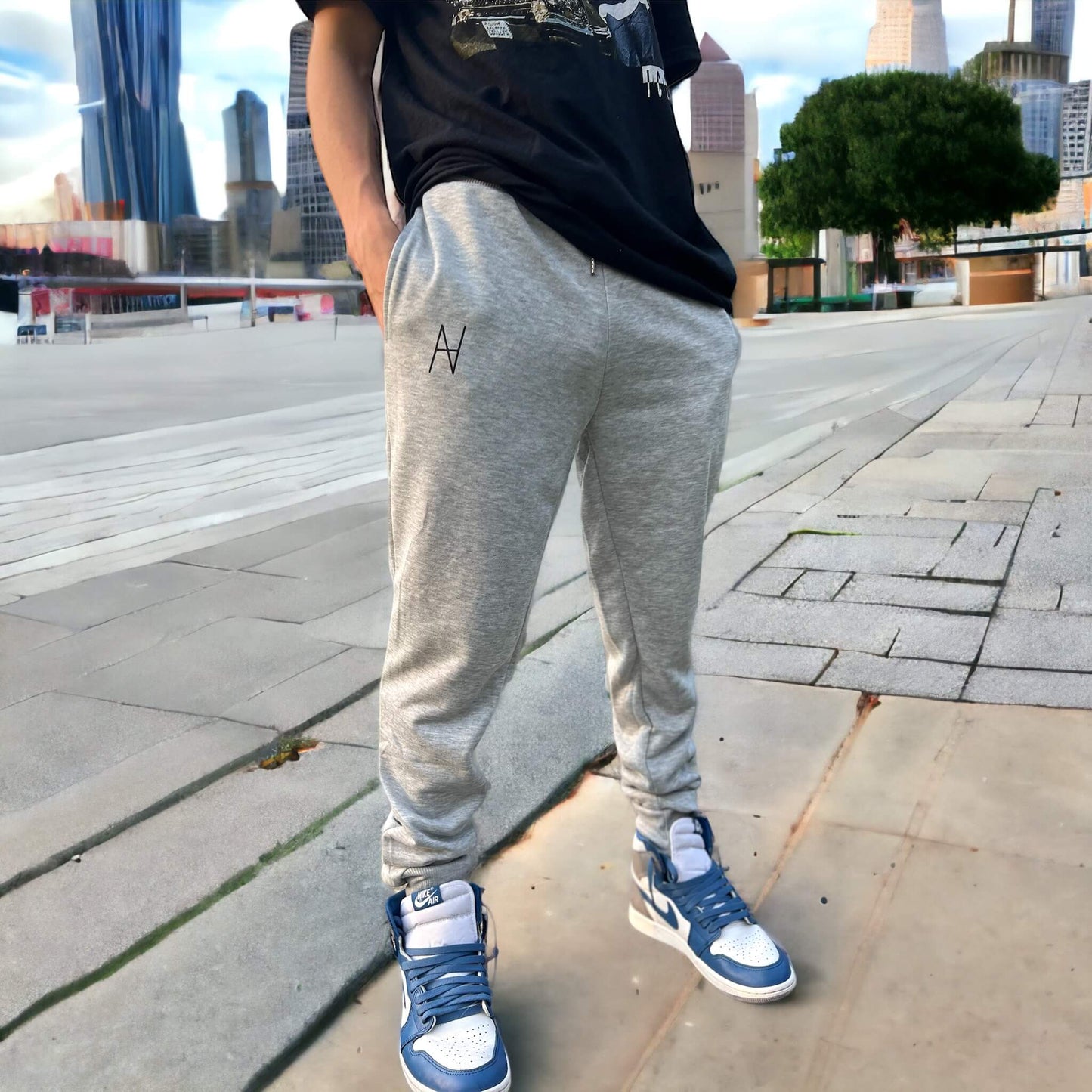 Aubrey's Aesthetics: Grey Jogger Sweatpants with Logo