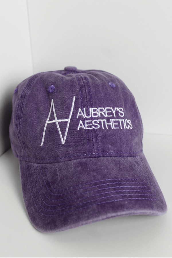 Purple Embroidered Aubrey's Aesthetics Logo Baseball Cap Hat