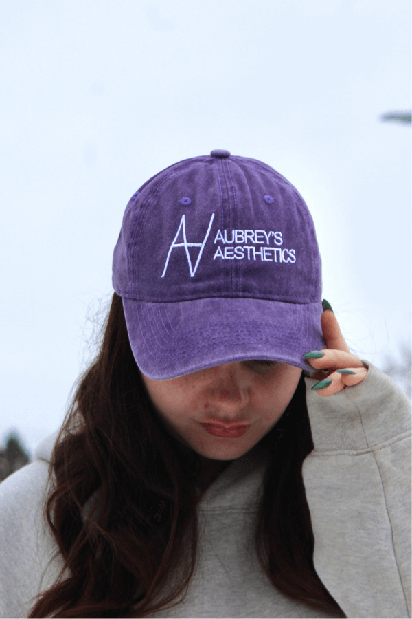 Purple Embroidered Aubrey's Aesthetics Logo Baseball Cap Hat