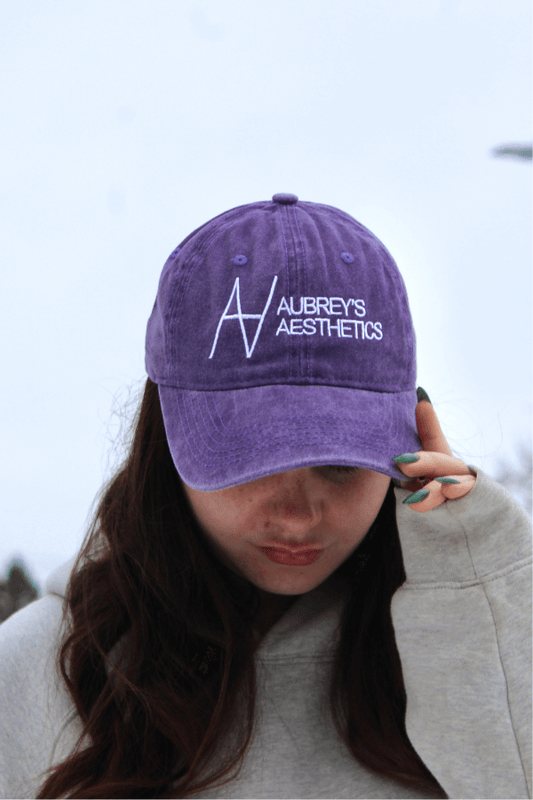 Purple Embroidered Aubrey's Aesthetics Logo Baseball Cap Hat