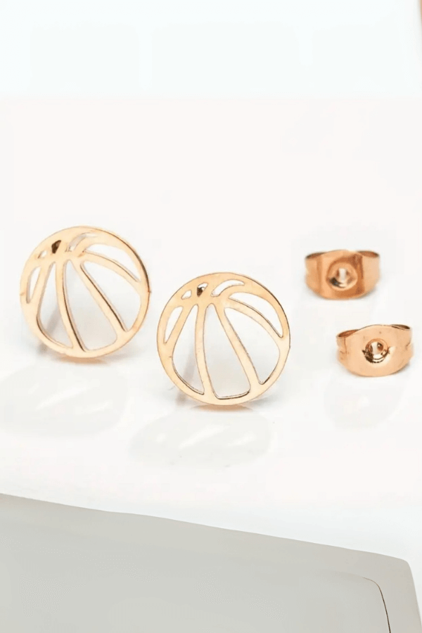 Rose Gold Basketball Stainless Steel Stud Earrings