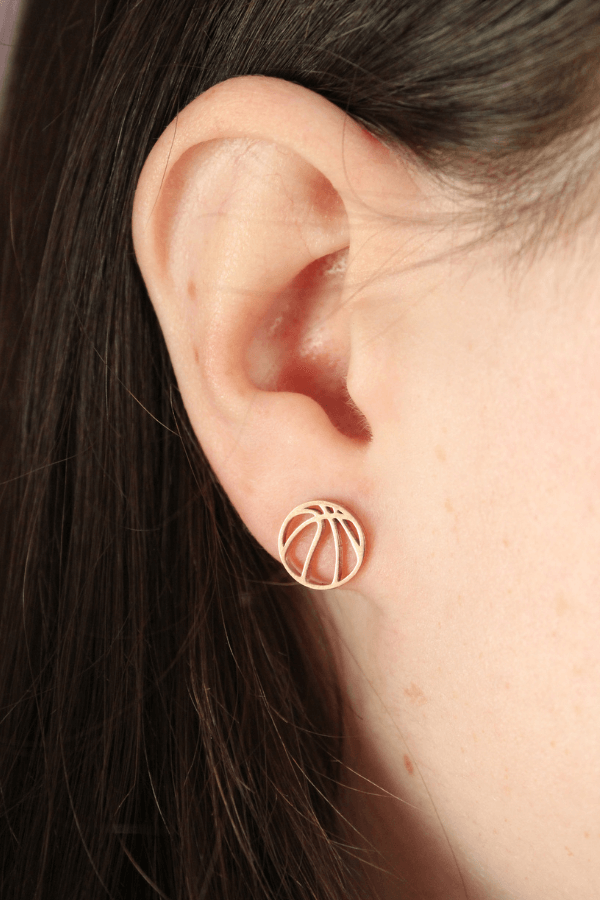 Rose Gold Basketball Stainless Steel Stud Earrings