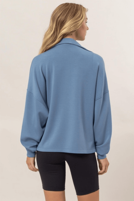 High Neck Zip up Slate Blue Jacket