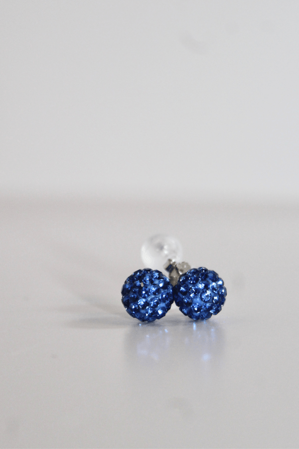Blue 925 Sterling Silver Rhinestone Sparkle Mermaidcore Stud Earrings