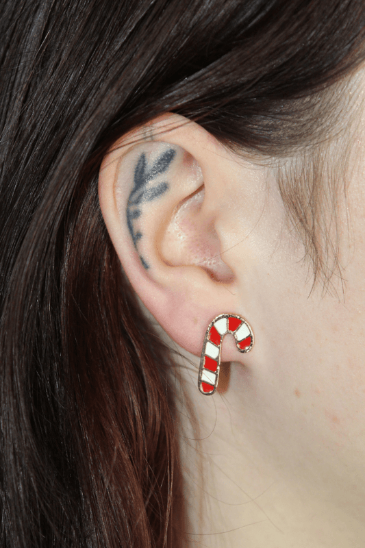 Candy Cane Stainless Steel Stud Earrings