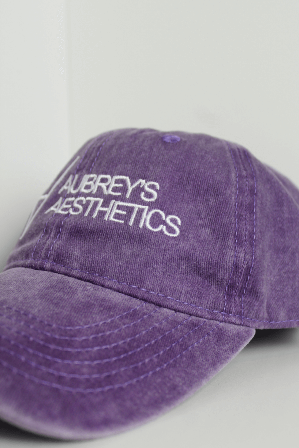 Purple Embroidered Aubrey's Aesthetics Logo Baseball Cap Hat