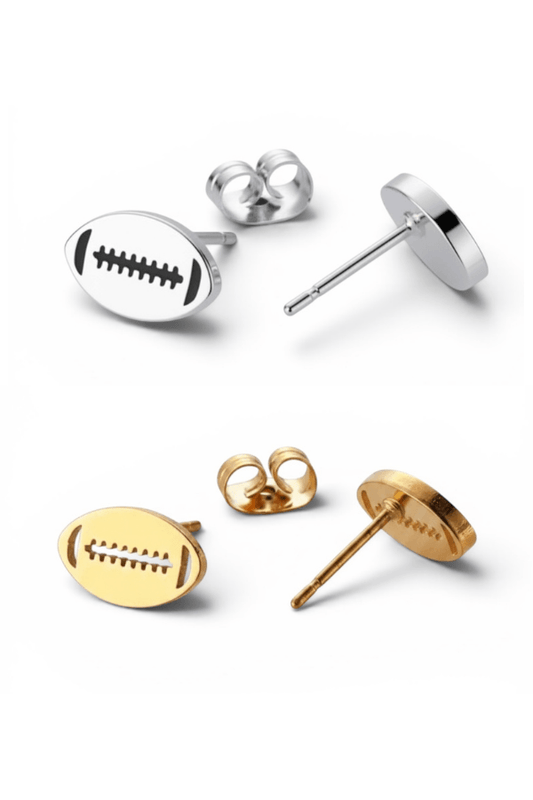 Football Shape Stainless Steel Stud Earrings