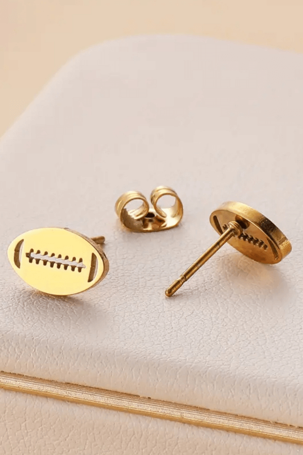 Football Shape Stainless Steel Stud Earrings
