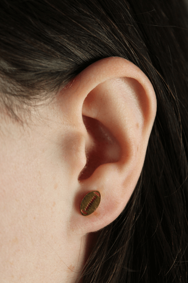 Football Shape Stainless Steel Stud Earrings