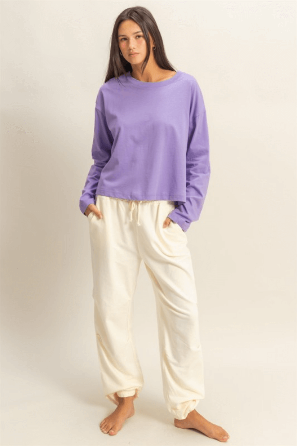Lilac Long Sleeve Wide Fit Tee