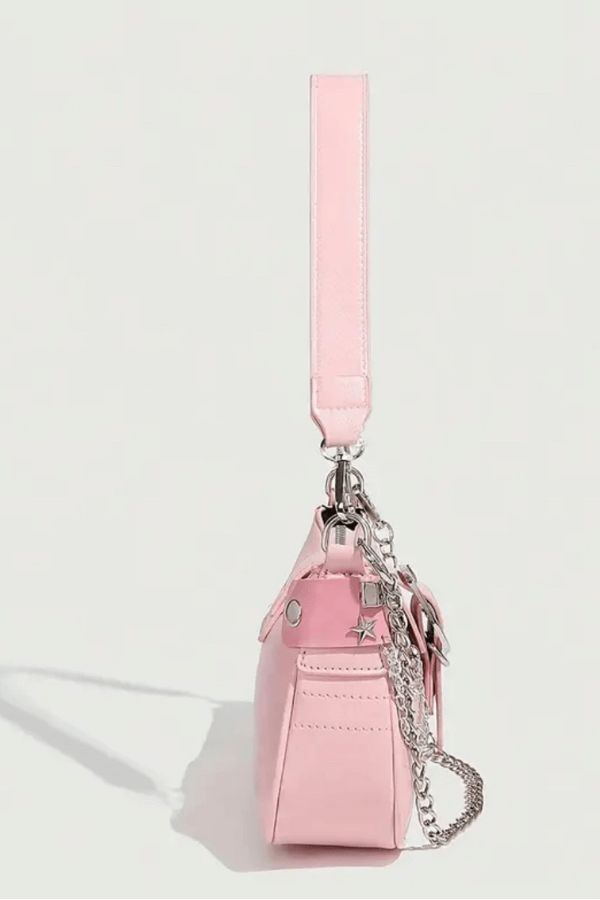 Pink Y2K Shoulder Bag with Chain – Aubrey's Aesthetics