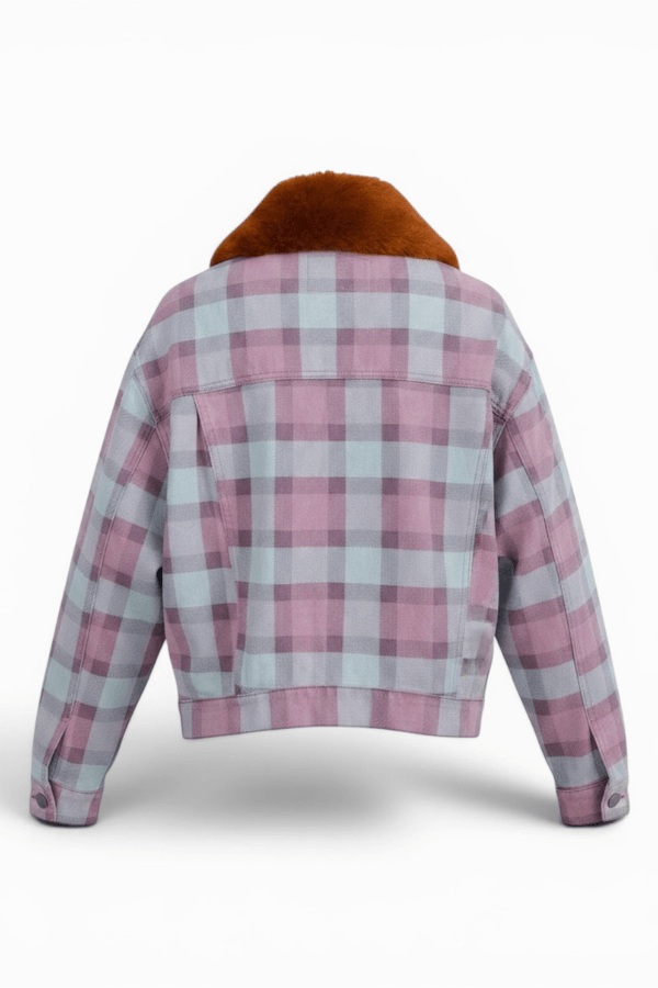 Plaid Faux Fur Cotton Preppy Jacket