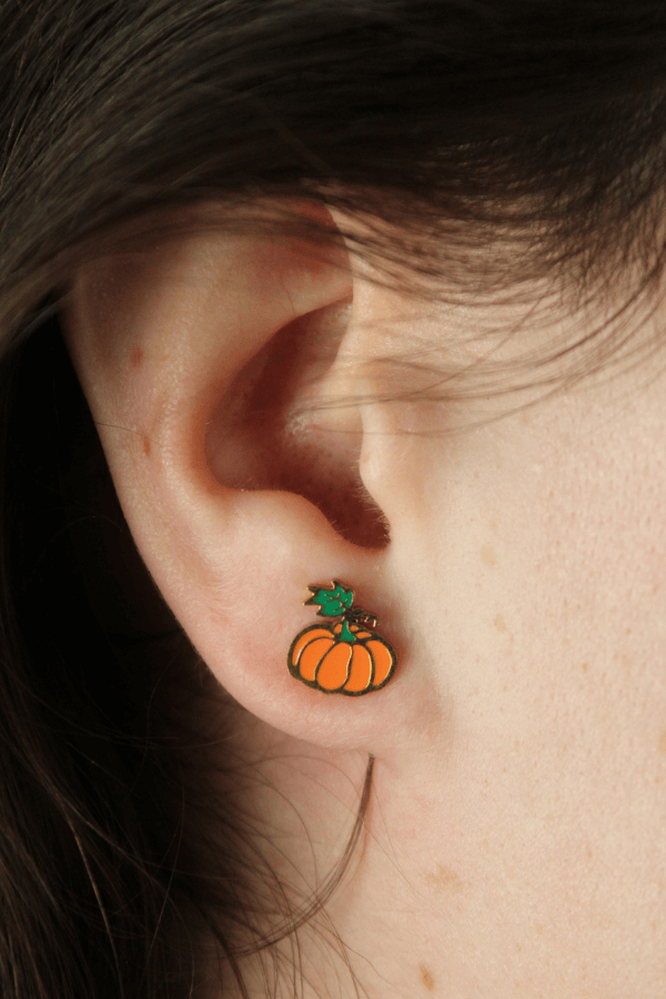 Pumpkin Stainless Steel Stud Earrings