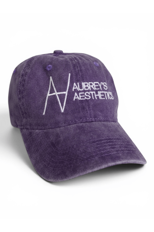 Purple Embroidered Aubrey's Aesthetics Logo Baseball Cap Hat