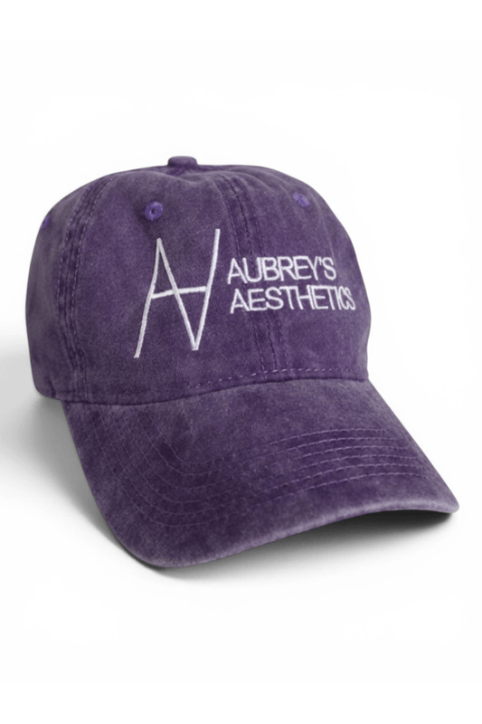 Purple Embroidered Aubrey's Aesthetics Logo Baseball Cap Hat