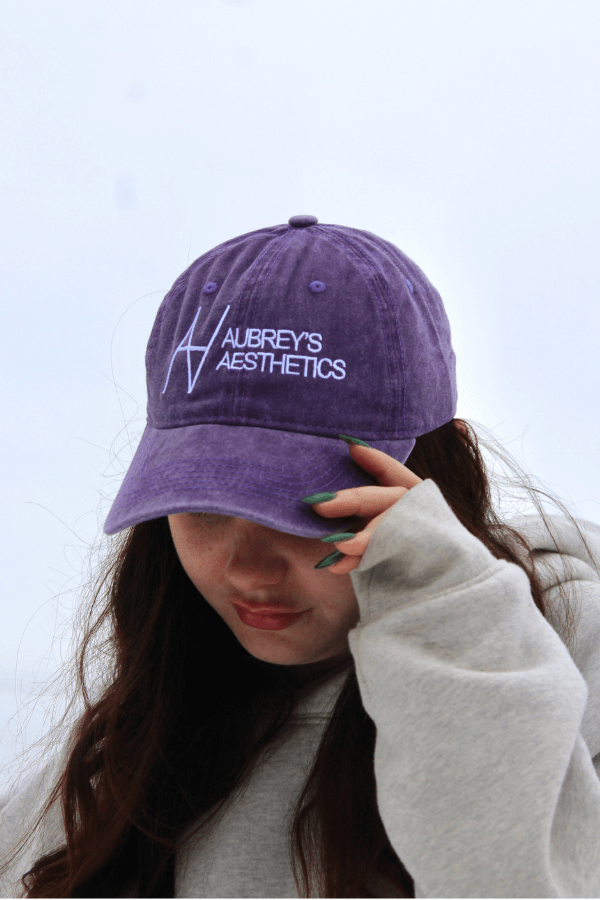 Purple Embroidered Aubrey's Aesthetics Logo Baseball Cap Hat