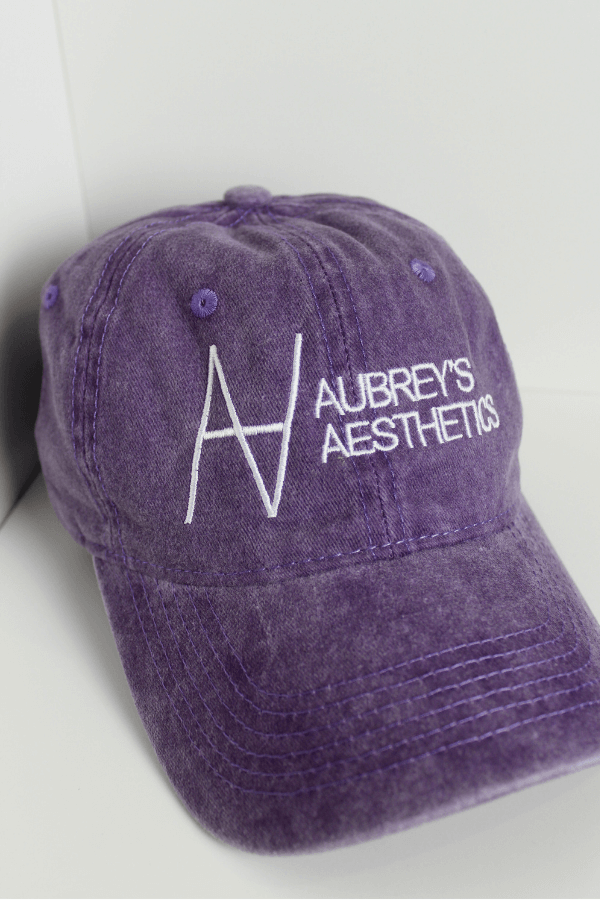 Purple Embroidered Aubrey's Aesthetics Logo Baseball Cap Hat