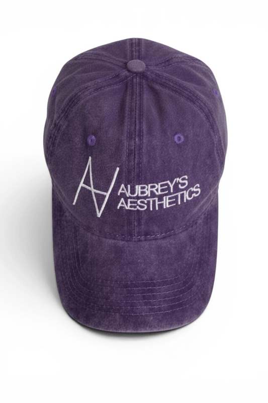 Purple Embroidered Aubrey's Aesthetics Logo Baseball Cap Hat