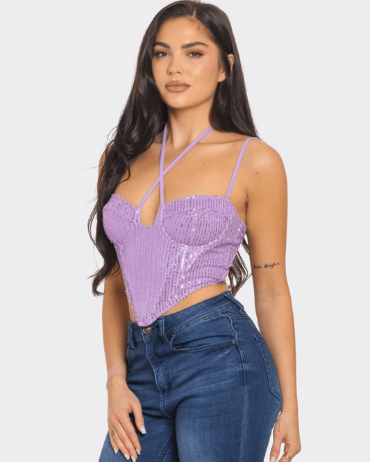 purple sequin mermaidcore corset top