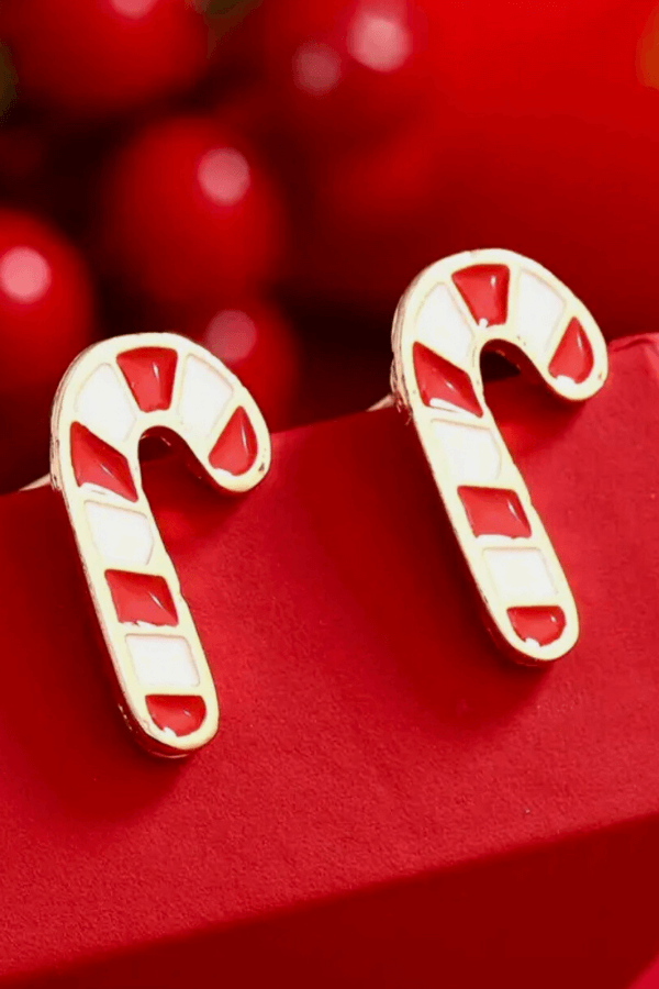 Candy Cane Stainless Steel Stud Earrings