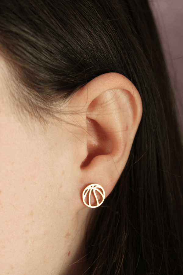Rose Gold Basketball Stainless Steel Stud Earrings