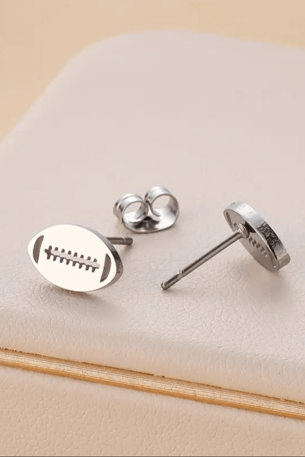 Football Shape Stainless Steel Stud Earrings