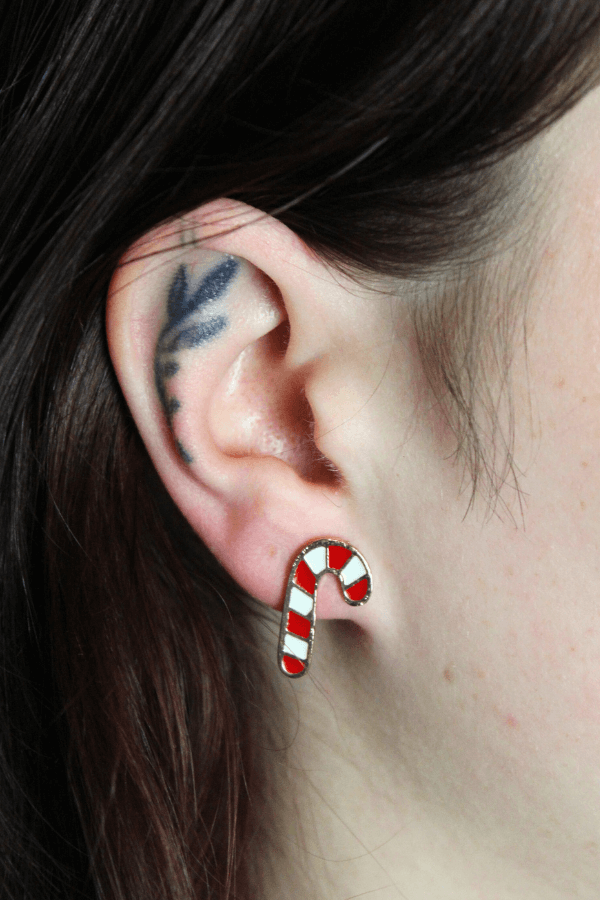 Candy Cane Stainless Steel Stud Earrings