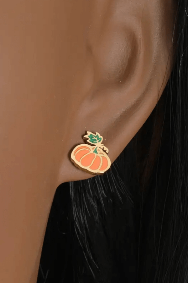Pumpkin Stainless Steel Stud Earrings