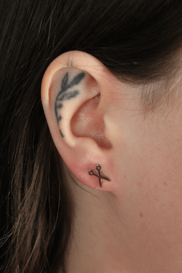 Stainless Steel Silver Scissors Stud Earrings