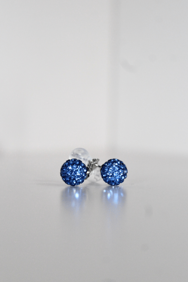 Blue 925 Sterling Silver Rhinestone Sparkle Mermaidcore Stud Earrings