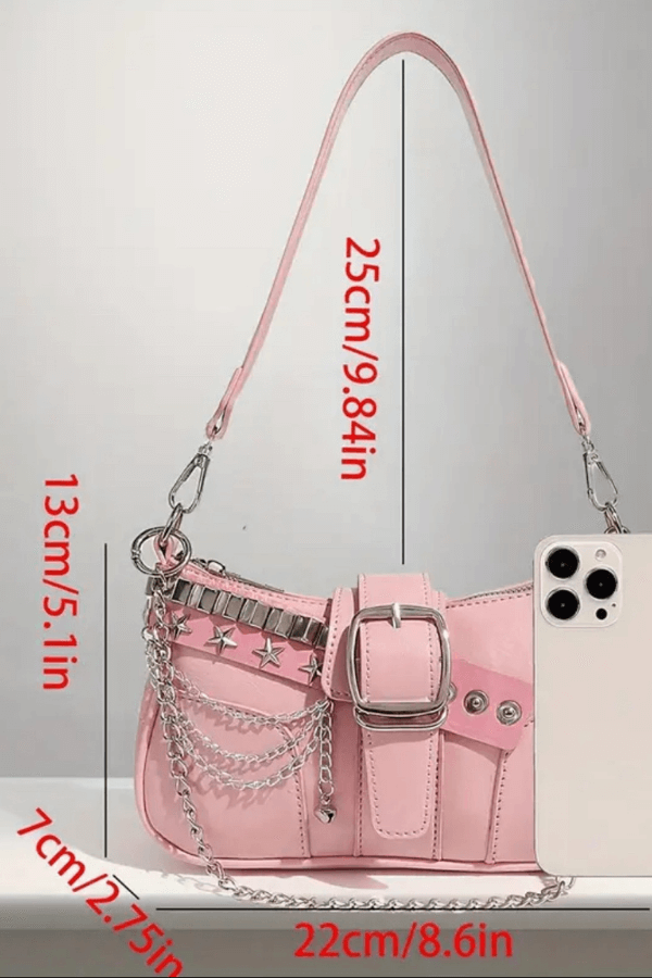 Pink Y2K Shoulder Bag with Chain