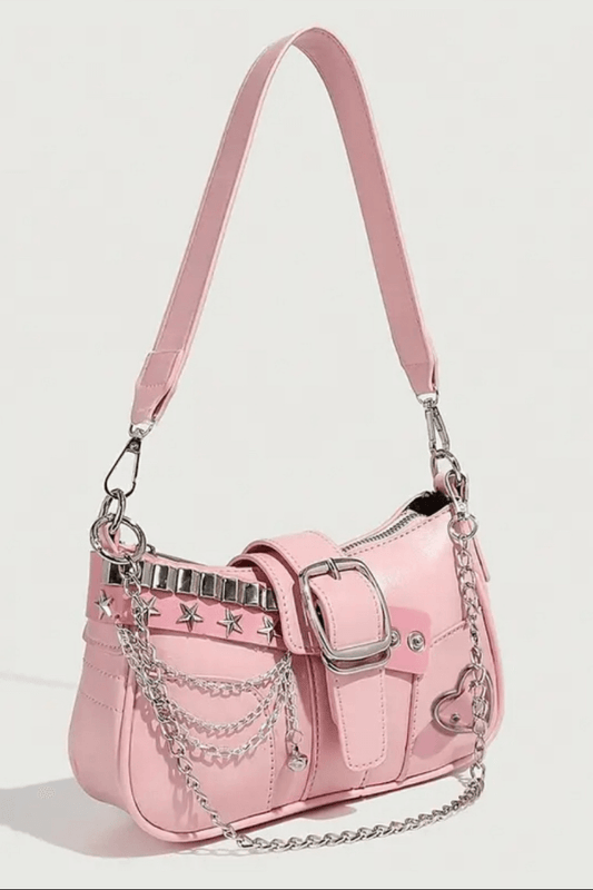 Pink Y2K Shoulder Bag with Chain